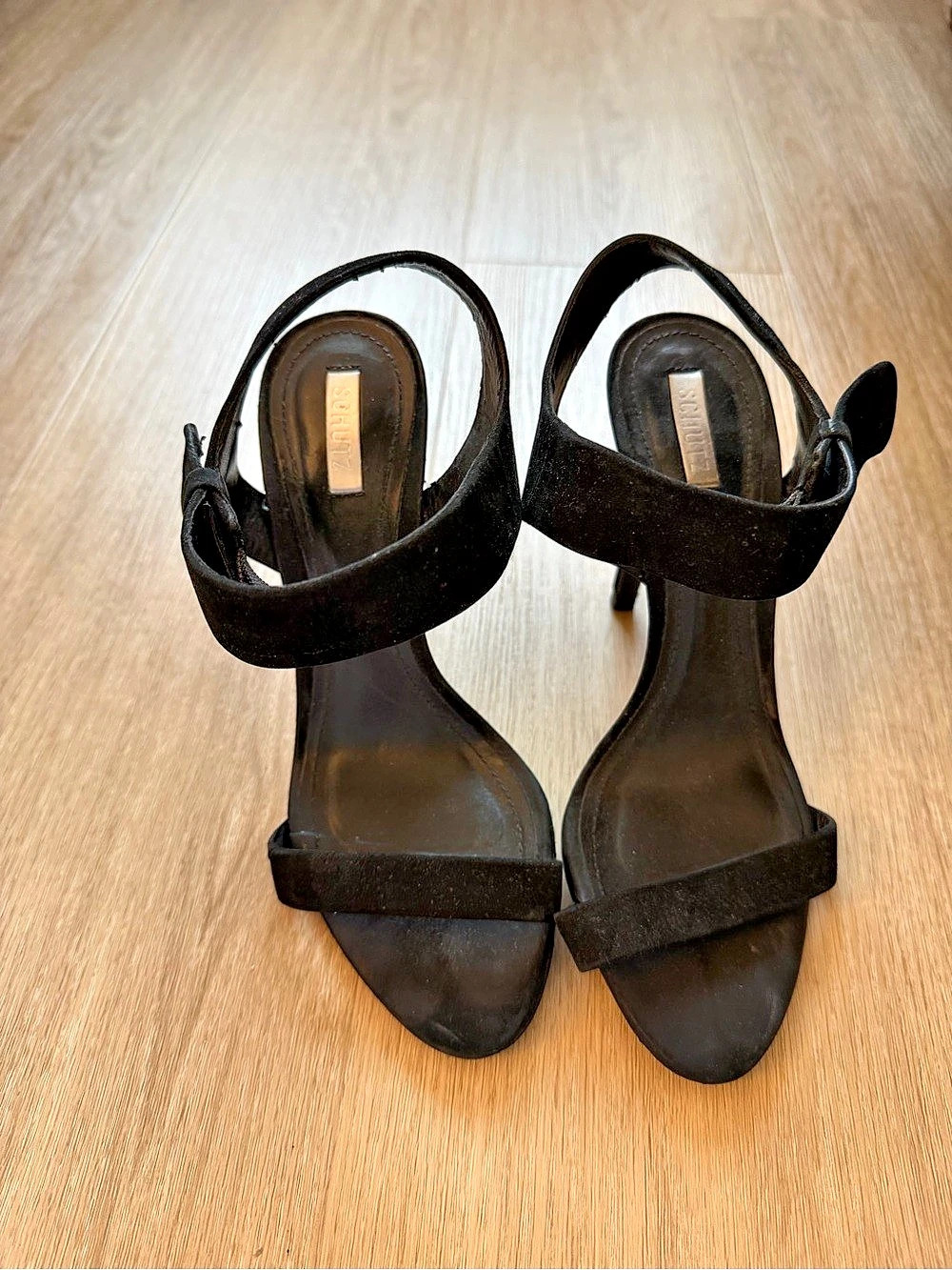 Schutz Dubia Suede 4” Stiletto Sandal Black